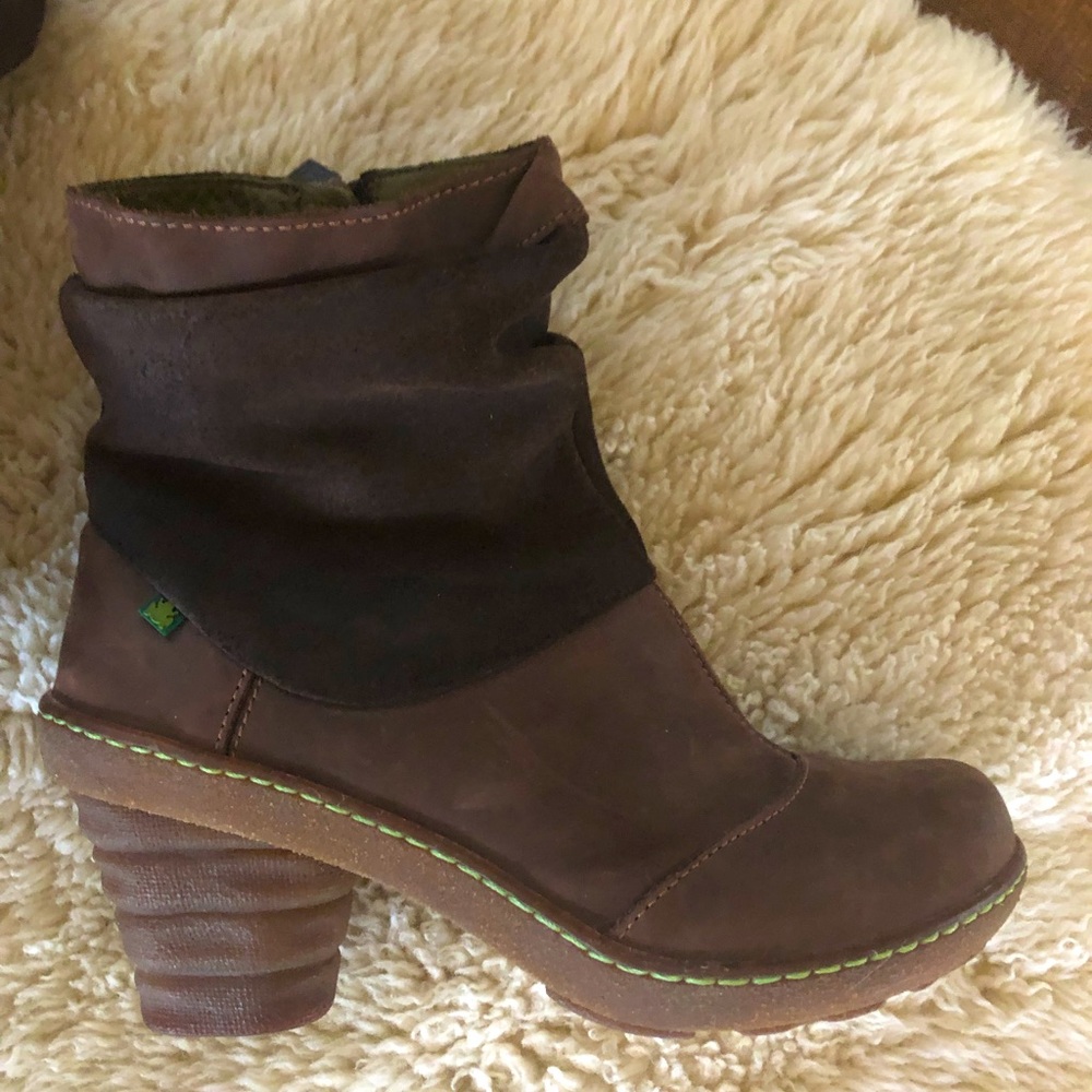 Women’s Brown Leather Mid-Heel Slouch Boot